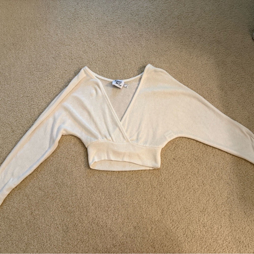 Princess Polly Cream Wrap Sweatshirt